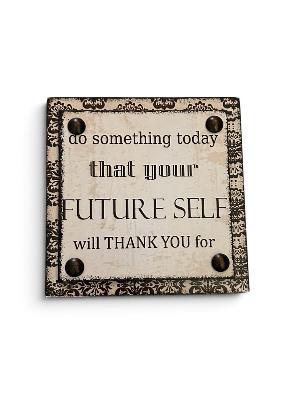 Inspirational Wall Plaque - Black and Cream 'Do Something Today'
